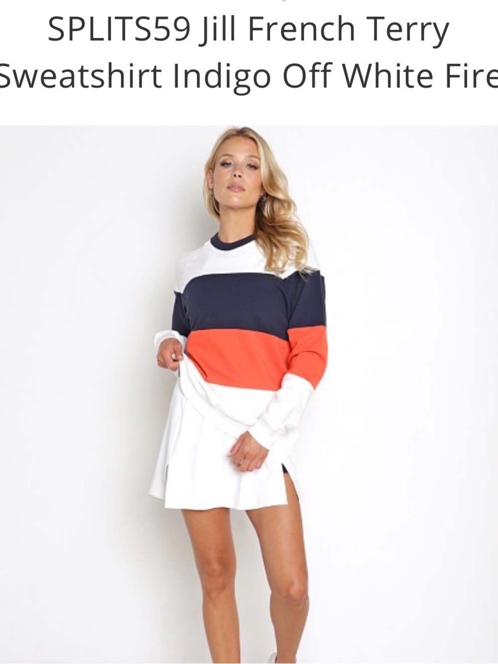 Splits59 Colorblock Crewneck Shirt in Navy, White & Orange